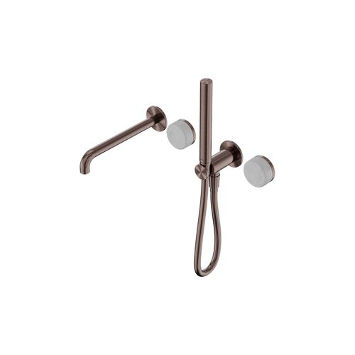 Serenity Shower System Spout Carrara Handle And Slim Shower Brushed Bronze