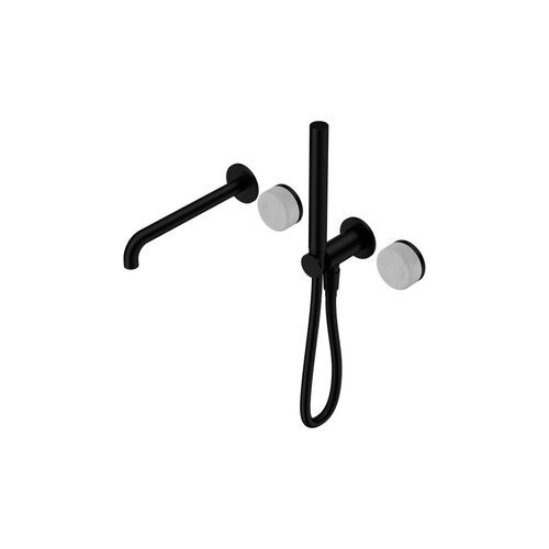 Serenity Shower System Spout Carrara Handle And Slim Shower Matte Black