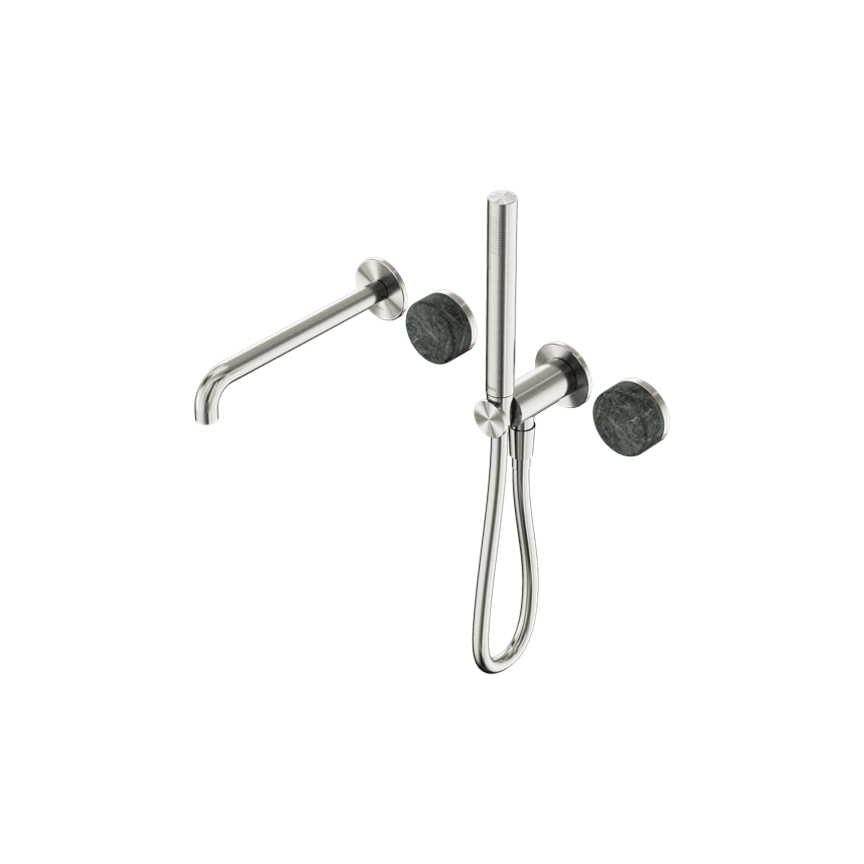 Serenity Shower System Spout Verde Alpi Handle And Slim Shower Brushed Nickel