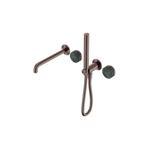 Serenity Shower System Spout Verde Alpi Handle And Slim Shower Brushed Bronze