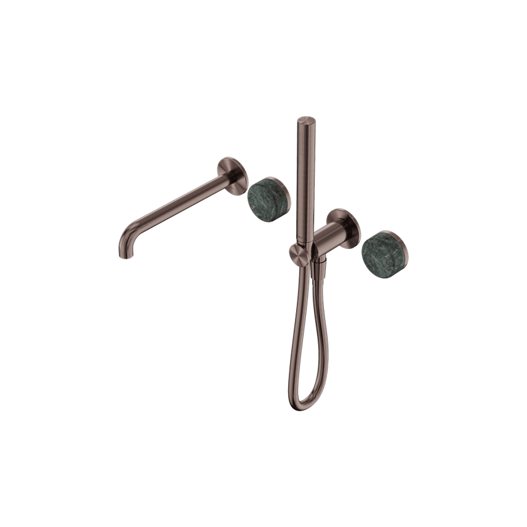 Serenity Shower System Spout Verde Alpi Handle And Slim Shower Brushed Bronze
