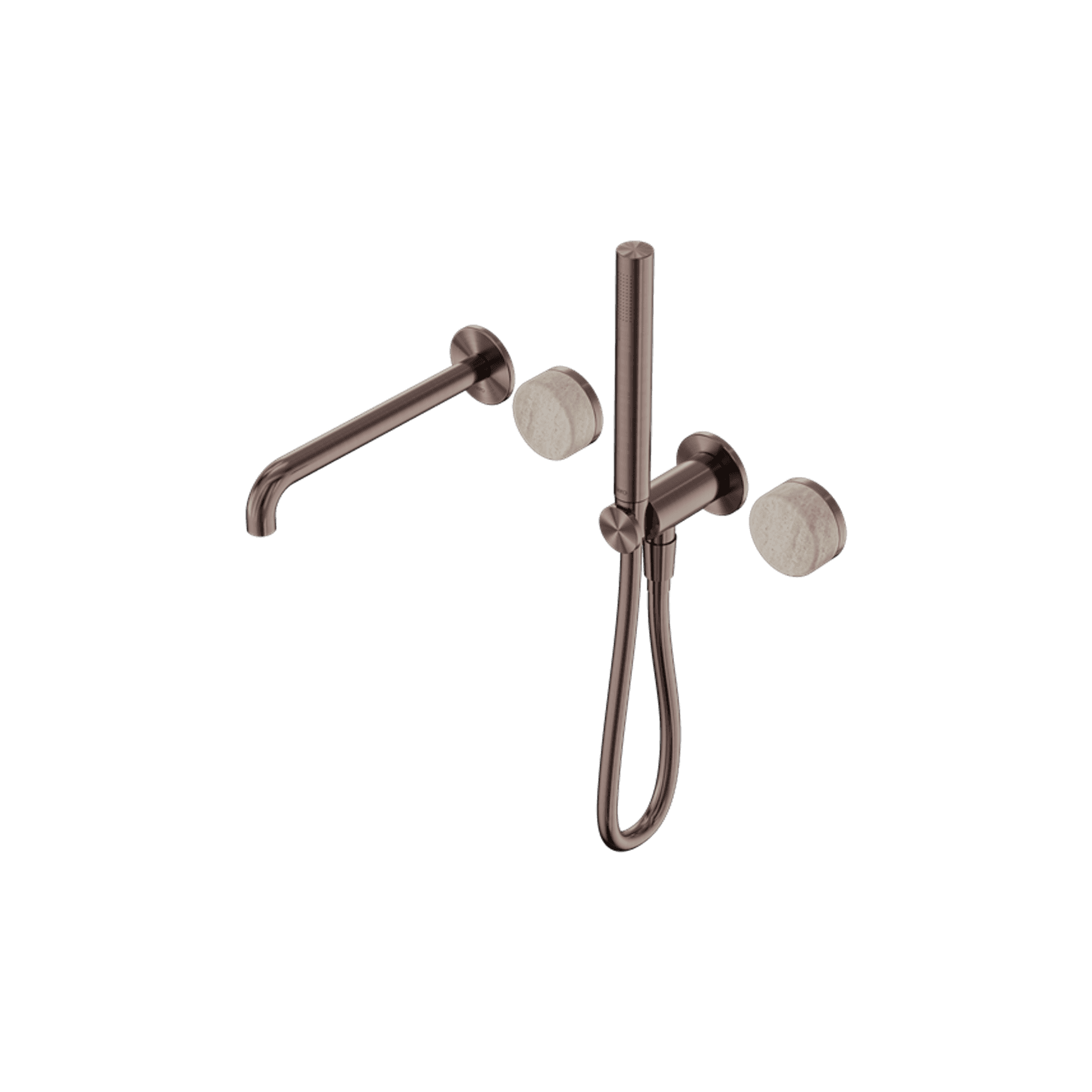 Serenity Shower System Spout Rome Travertine Handle And Slim Shower Brushed Bronze