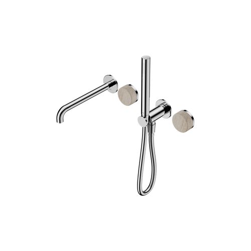 Serenity Shower System Spout Rome Travertine Handle And Slim Shower Chrome