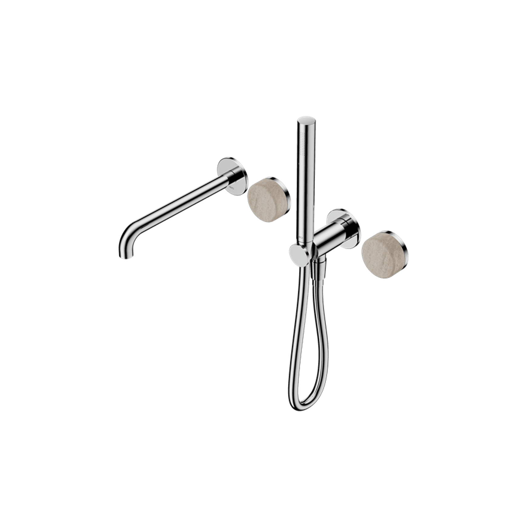 Serenity Shower System Spout Rome Travertine Handle And Slim Shower Chrome