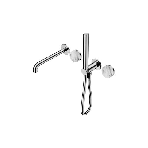 Serenity Shower System Spout Arabescato Corchia Handle And Slim Shower Chrome