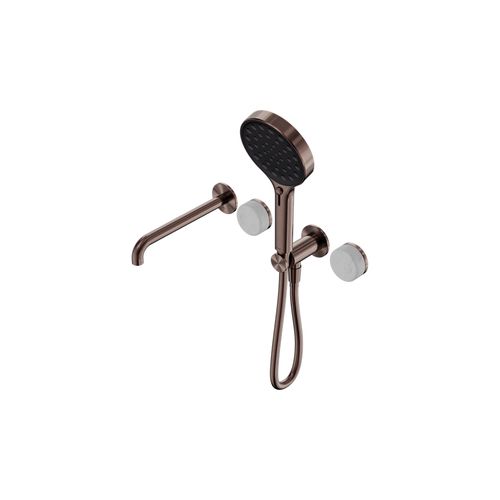 Serenity Shower System Spout Carrara Handle And Serenity Hand Shower Brushed Bronze