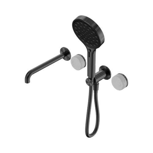 Serenity Shower System Spout Carrara Handle And Serenity Hand Shower Gun Metal