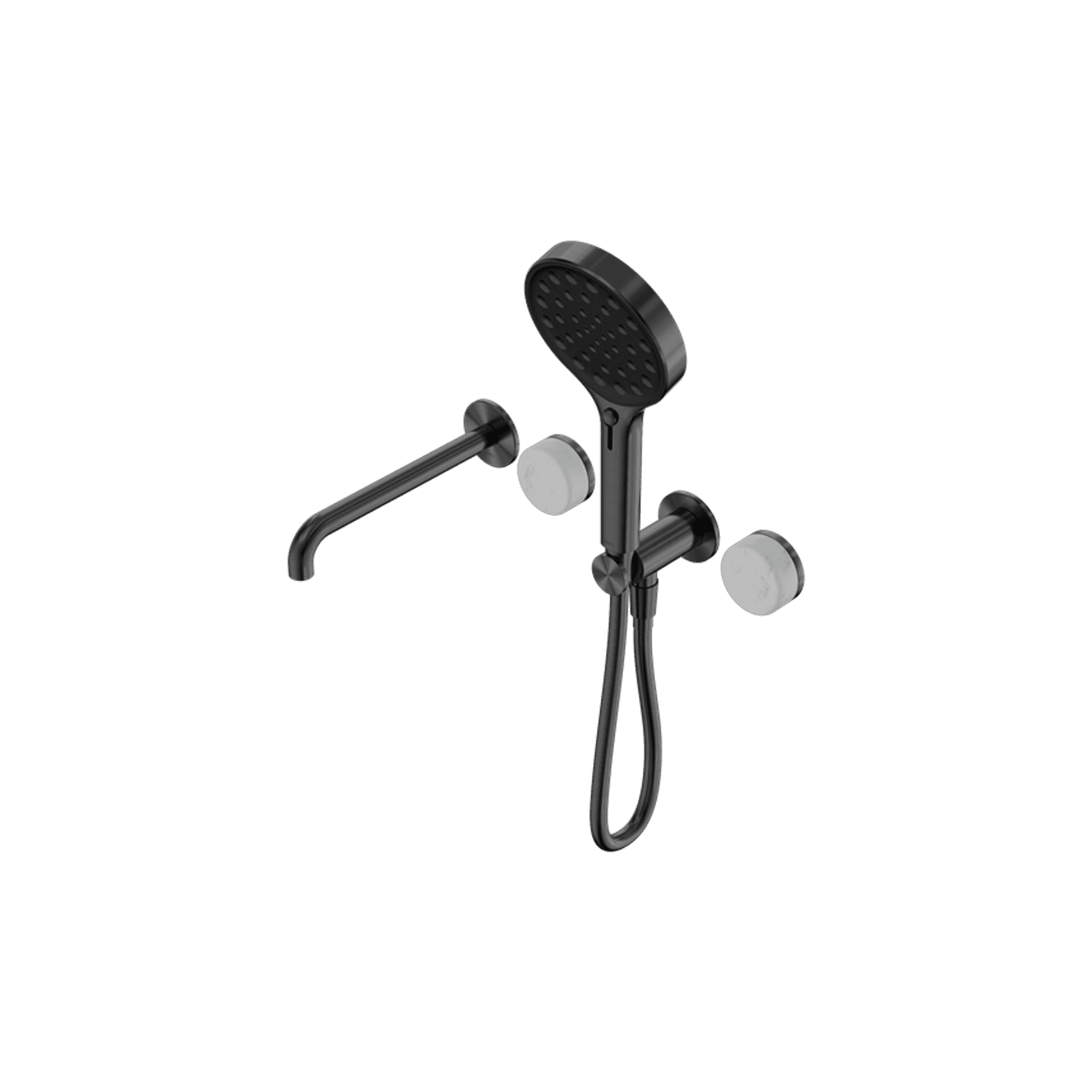 Serenity Shower System Spout Carrara Handle And Serenity Hand Shower Gun Metal
