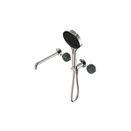 Serenity Shower System Spout Verde Alpi Handle And Serenity Hand Shower Brushed Nickel