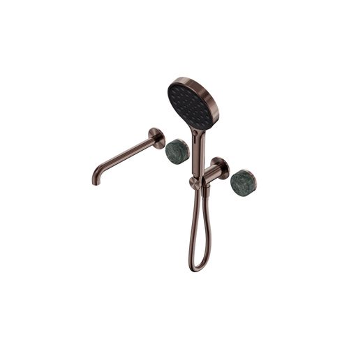 Serenity Shower System Spout Verde Alpi Handle And Serenity Hand Shower Brushed Bronze