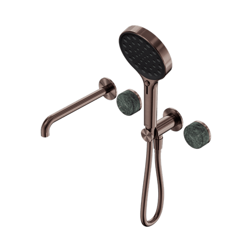 Serenity Shower System Spout Verde Alpi Handle And Serenity Hand Shower Brushed Bronze