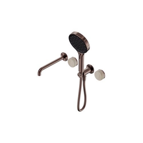 Serenity Shower System Spout Rome Travertine Handle And Serenity Hand Shower Brushed Bronze