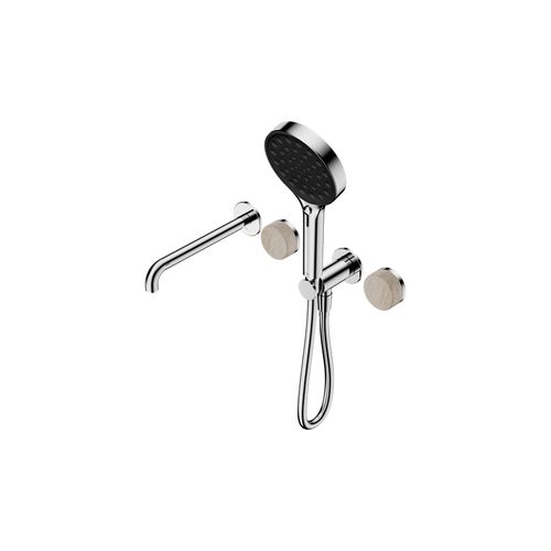 Serenity Shower System Spout Rome Travertine Handle And Serenity Hand Shower Chrome