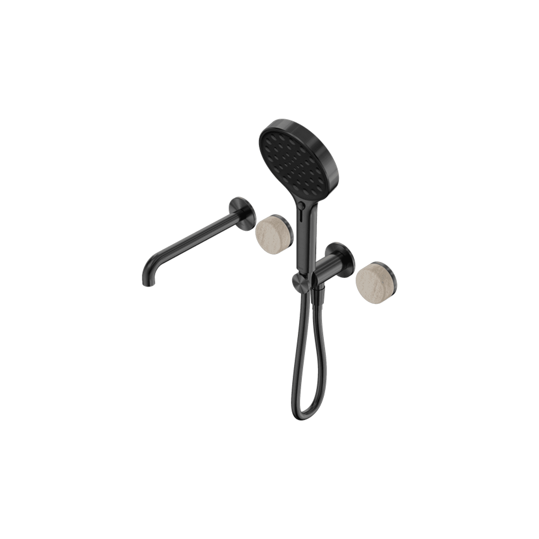 Serenity Shower System Spout Rome Travertine Handle And Serenity Hand Shower Gun Metal