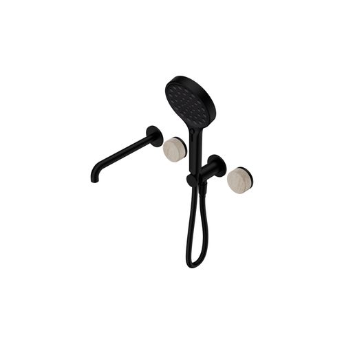 Serenity Shower System Spout Rome Travertine Handle And Serenity Hand Shower Matte Black
