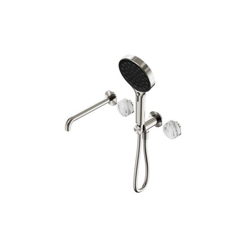 Serenity Shower System Spout Arabescato Corchia Handle And Serenity Hand Shower Brushed Nickel