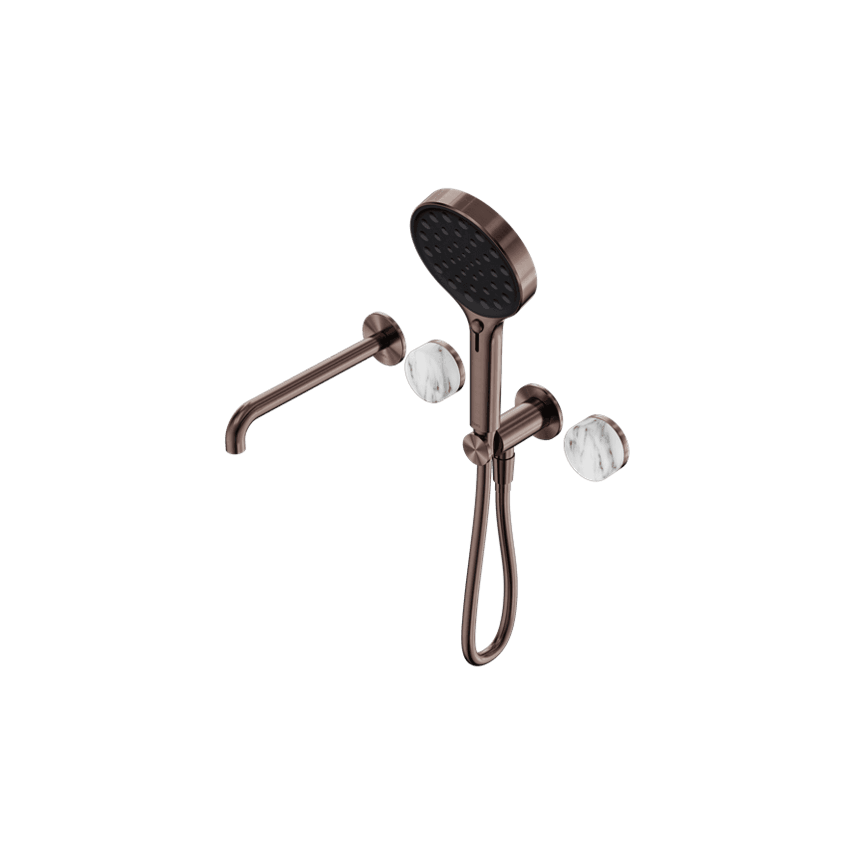 Serenity Shower System Spout Arabescato Corchia Handle And Serenity Hand Shower Brushed Bronze