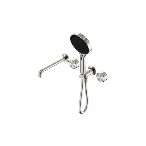 Serenity Shower System Spout Metal Handle And Serenity Hand Shower Brushed Nickel