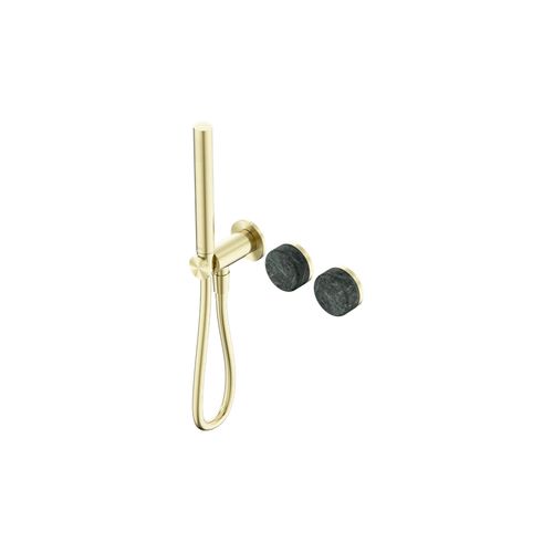 Serenity Shower System Verde Alpi Handle And Slim Shower Brushed Gold