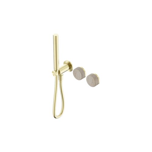 Serenity Shower System Rome Travertine Handle And Slim Shower Brushed Gold