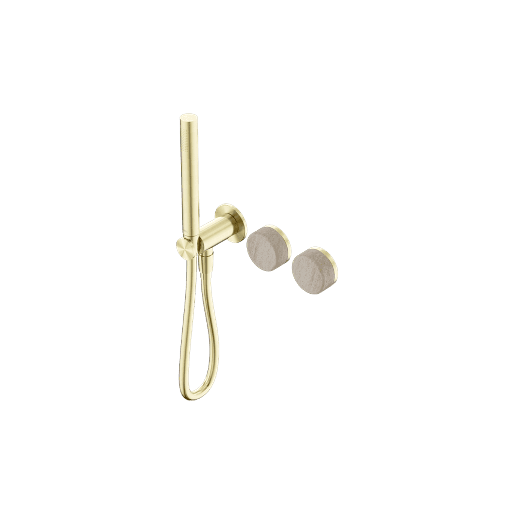 Serenity Shower System Rome Travertine Handle And Slim Shower Brushed Gold