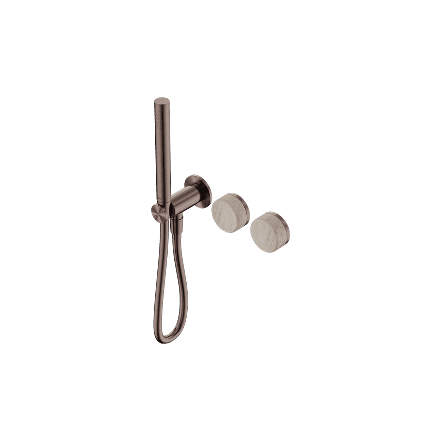 Serenity Shower System Rome Travertine Handle And Slim Shower Brushed Bronze