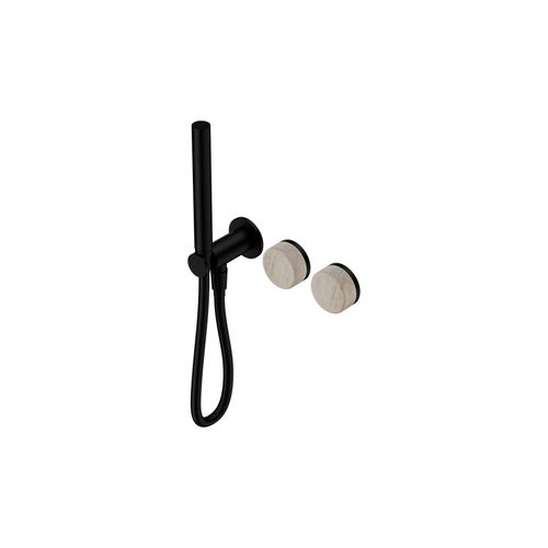 Serenity Shower System Rome Travertine Handle And Slim Shower Matte Black
