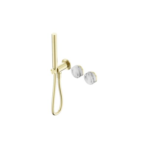 Serenity Shower System Arabescato Corchia Handle And Slim Shower Brushed Gold