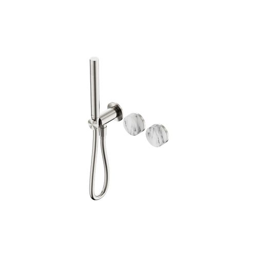 Serenity Shower System Arabescato Corchia Handle And Slim Shower Brushed Nickel