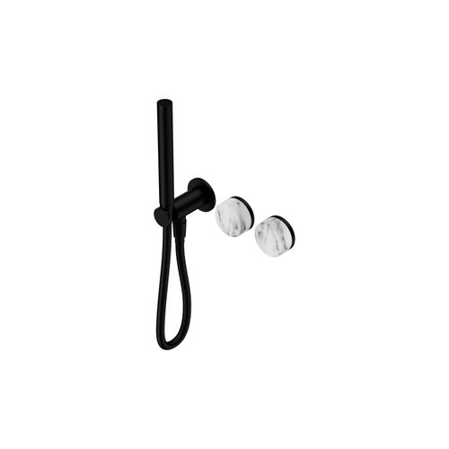 Serenity Shower System Arabescato Corchia Handle And Slim Shower Matte Black