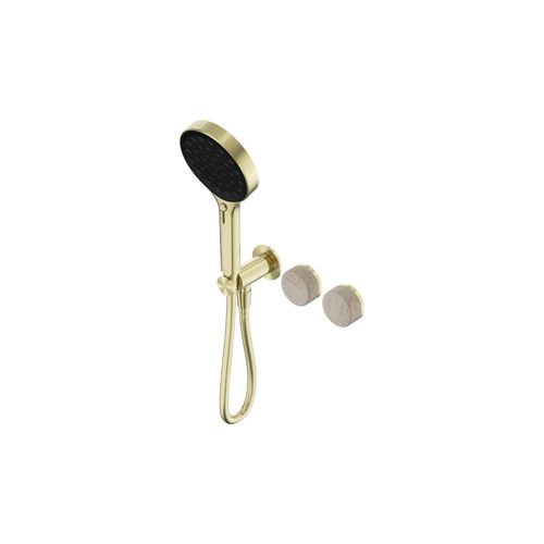 Serenity Shower System Rome Travertine Handle And Serenity Hand Shower Brushed Gold