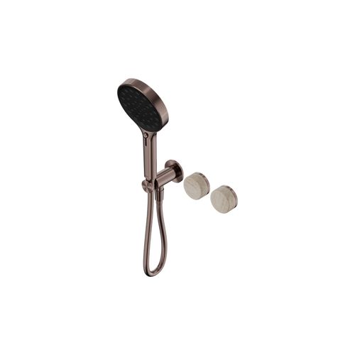 Serenity Shower System Rome Travertine Handle And Serenity Hand Shower Brushed Bronze