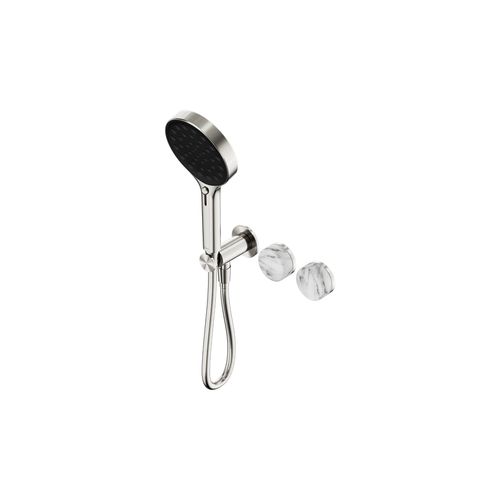 Serenity Shower System Arabescato Corchia Handle And Serenity Hand Shower Brushed Nickel