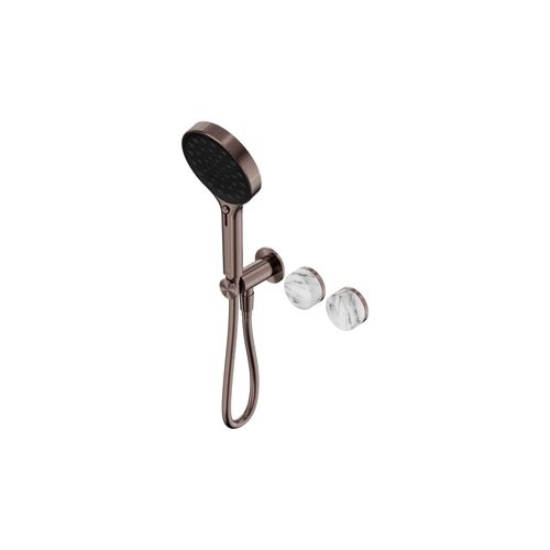Serenity Shower System Arabescato Corchia Handle And Serenity Hand Shower Brushed Bronze