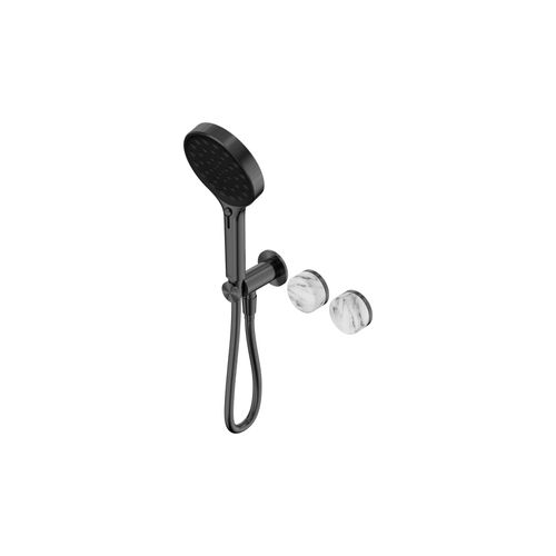 Serenity Shower System Arabescato Corchia Handle And Serenity Hand Shower Gun Metal