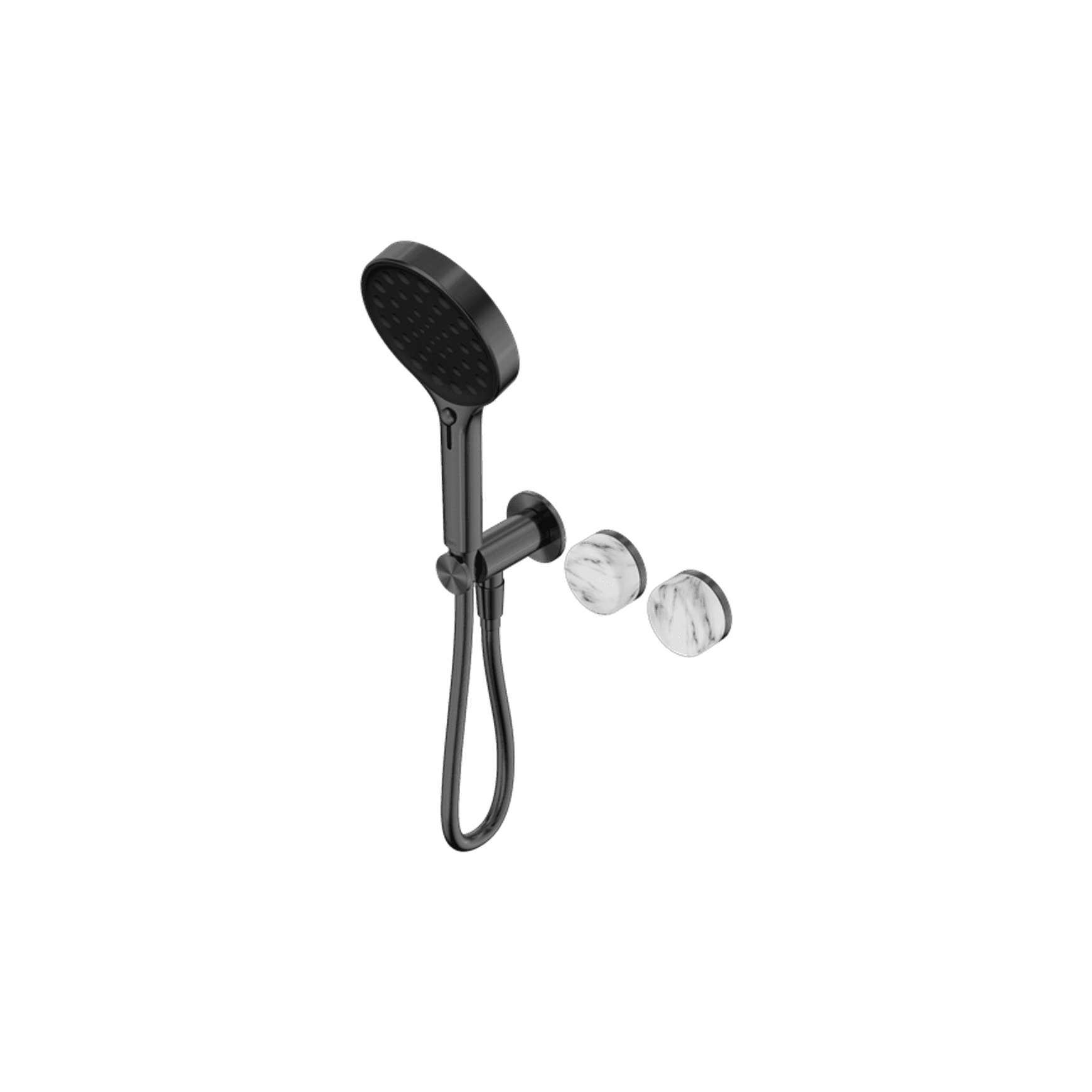 Serenity Shower System Arabescato Corchia Handle And Serenity Hand Shower Gun Metal