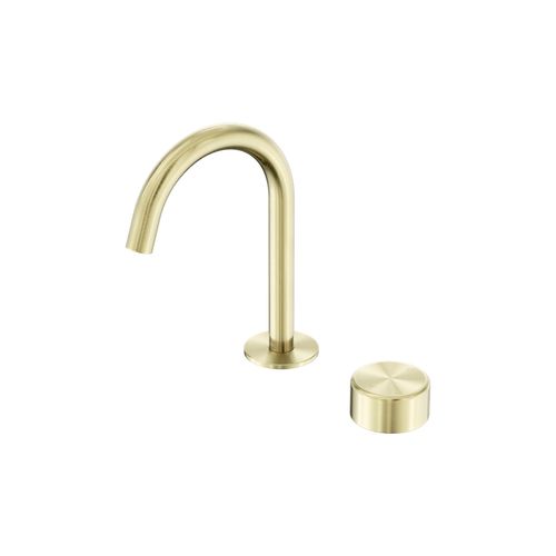 Serenity Basin Mixer Arc Spout Metal Handle Brushed Gold