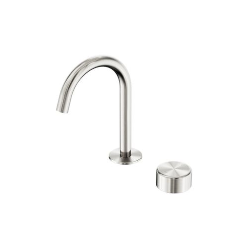 Serenity Basin Mixer Arc Spout Metal Handle Brushed Nickel