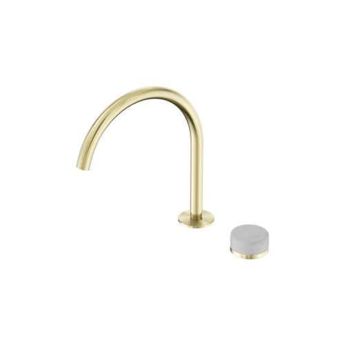 Serenity Bath/Kitchen Mixer Arc Spout Carrara Handle Brushed Gold