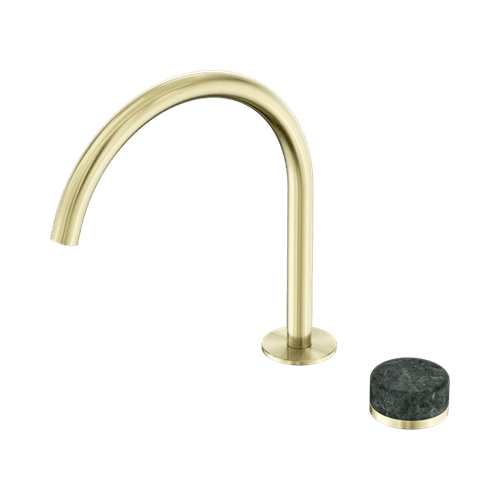 Serenity Bath/Kitchen Mixer Arc Spout Verde Alpi Handle Brushed Gold