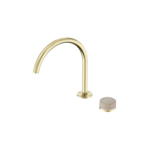 Serenity Bath/Kitchen Mixer Arc Spout Rome Travertine Handle Brushed Gold