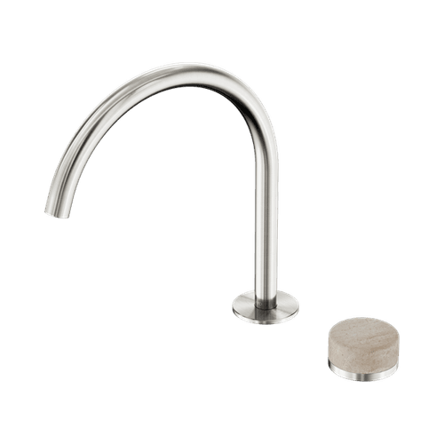 Serenity Bath/Kitchen Mixer Arc Spout Rome Travertine Handle Brushed Nickel