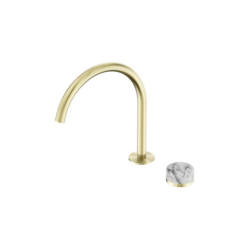Serenity Bath/Kitchen Mixer Arc Spout Arabescato Corchia Handle Brushed Gold