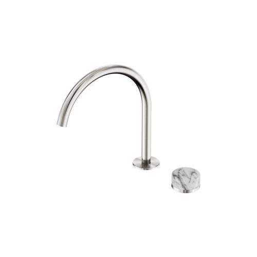 Serenity Bath/Kitchen Mixer Arc Spout Arabescato Corchia Handle Brushed Nickel
