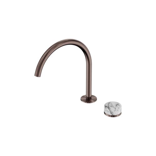 Serenity Bath/Kitchen Mixer Arc Spout Arabescato Corchia Handle Brushed Bronze