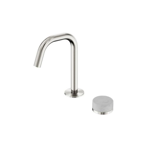 Serenity Basin Mixer Edge Spout Carrara Handle Brushed Nickel