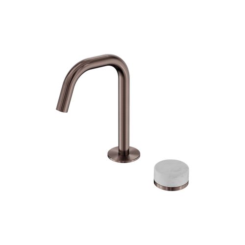 Serenity Basin Mixer Edge Spout Carrara Handle Brushed Bronze