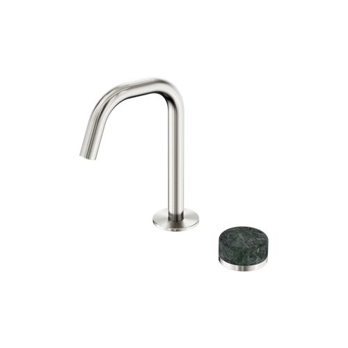 Serenity Basin Mixer Edge Spout Verde Alpi Handle Brushed Nickel