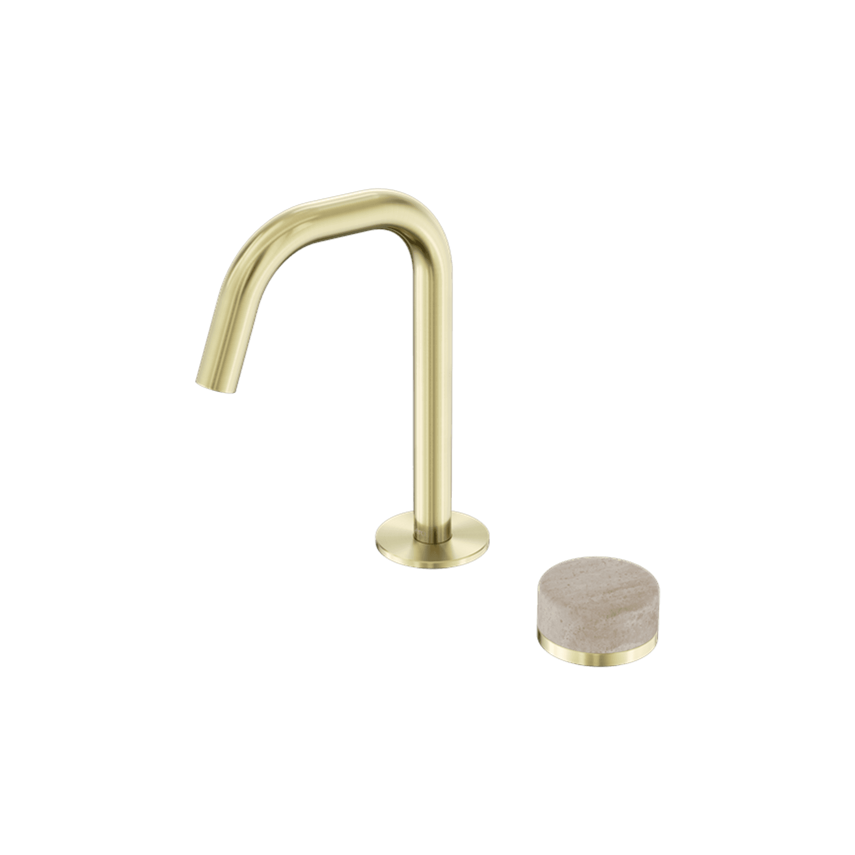 Serenity Basin Mixer Edge Spout Rome Travertine Handle Brushed Gold