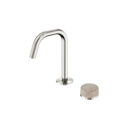 Serenity Basin Mixer Edge Spout Rome Travertine Handle Brushed Nickel